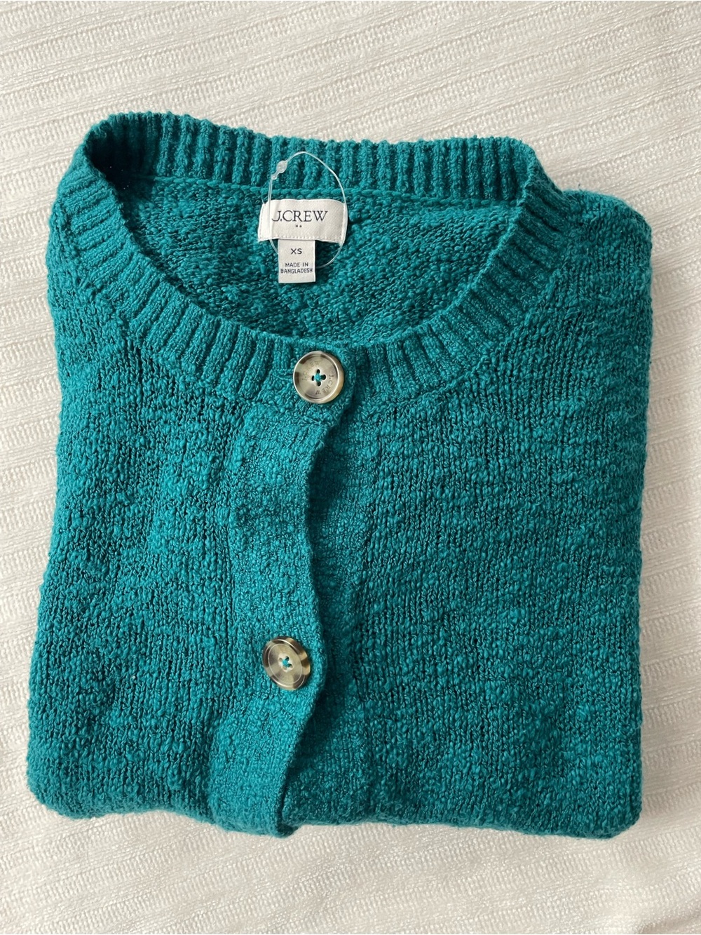 J. Crew Teal Button-Front Knit Cardigan